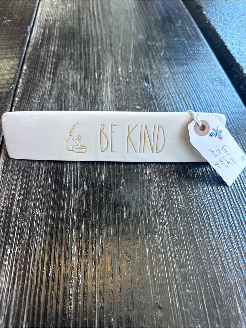 Rae Dunn White Ceramic "Be Kind" Desk Accent